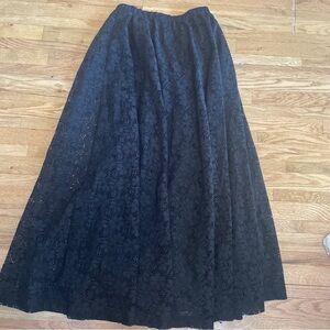 Fred Lief Dallas Vintage Maxi Skirt Black Lace Long Size 12 Bohemian Peasant